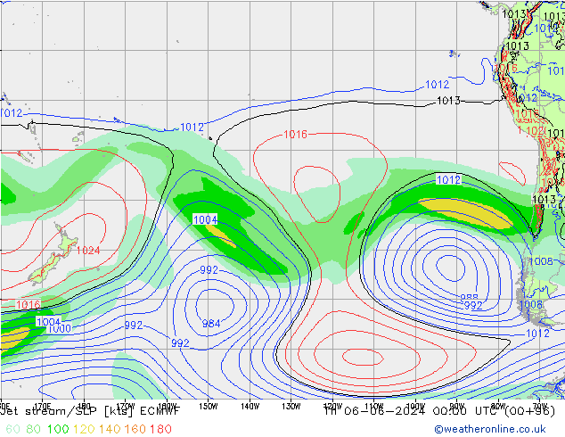 Jet stream/SLP ECMWF Čt 06.06.2024 00 UTC