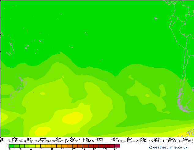 700 hPa Nispi Nem Spread ECMWF Per 06.06.2024 12 UTC