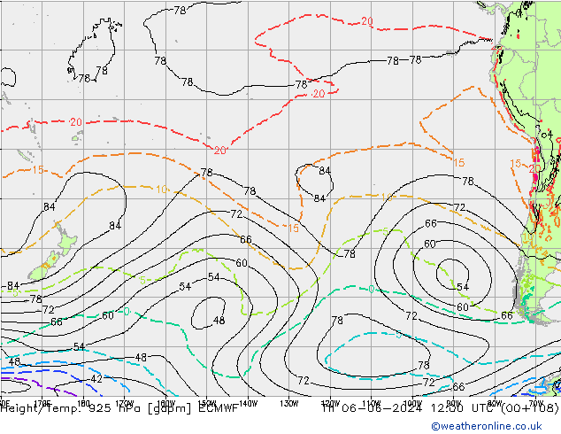 Yükseklik/Sıc. 925 hPa ECMWF Per 06.06.2024 12 UTC