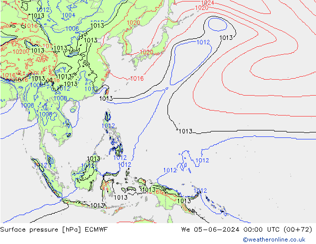 приземное давление ECMWF ср 05.06.2024 00 UTC