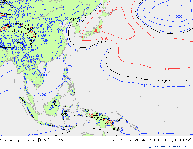 Surface pressure ECMWF Fr 07.06.2024 12 UTC