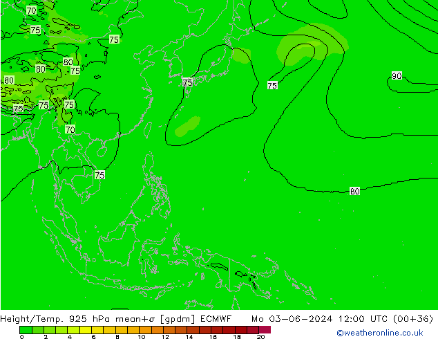 Height/Temp. 925 hPa ECMWF  03.06.2024 12 UTC