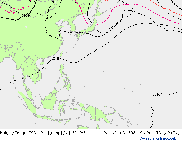 Height/Temp. 700 hPa ECMWF  05.06.2024 00 UTC