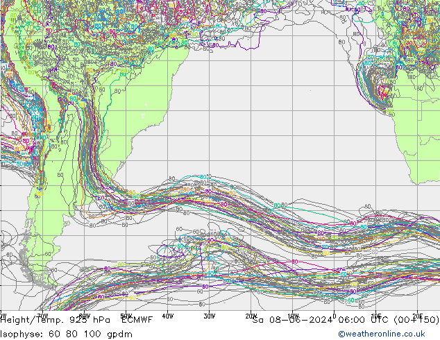 Hoogte/Temp. 925 hPa ECMWF za 08.06.2024 06 UTC