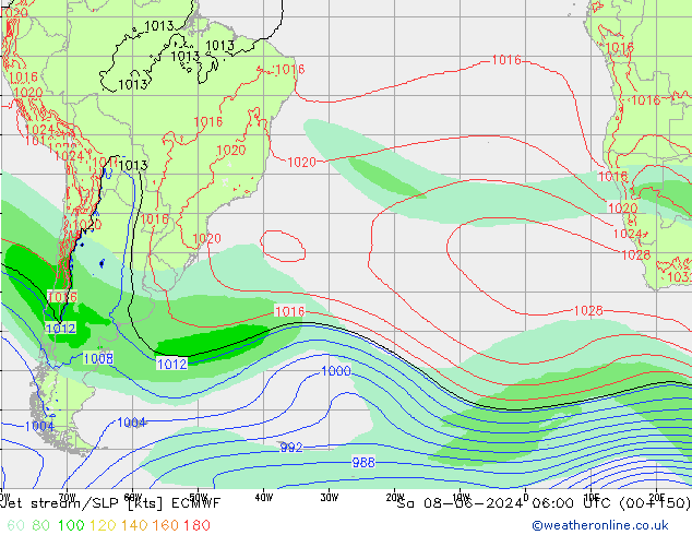 Straalstroom/SLP ECMWF za 08.06.2024 06 UTC