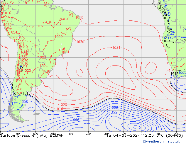 Luchtdruk (Grond) ECMWF di 04.06.2024 12 UTC