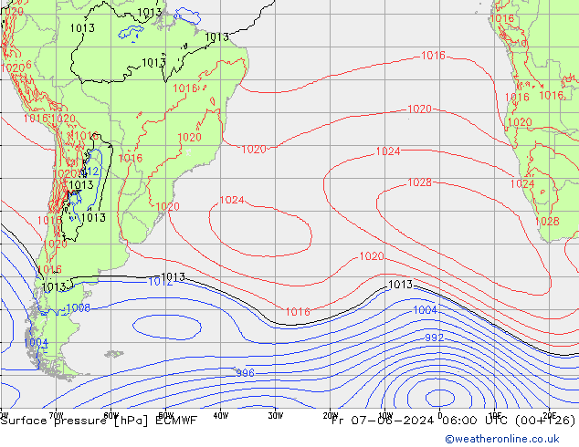 Bodendruck ECMWF Fr 07.06.2024 06 UTC