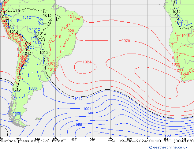 ciśnienie ECMWF nie. 09.06.2024 00 UTC