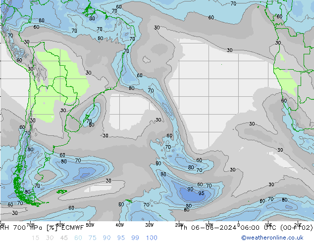 RV 700 hPa ECMWF do 06.06.2024 06 UTC