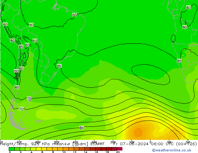 Yükseklik/Sıc. 925 hPa ECMWF Cu 07.06.2024 06 UTC