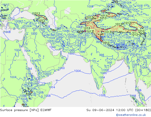 pression de l'air ECMWF dim 09.06.2024 12 UTC