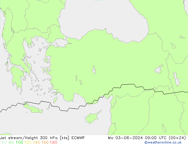 Prąd strumieniowy ECMWF pon. 03.06.2024 00 UTC