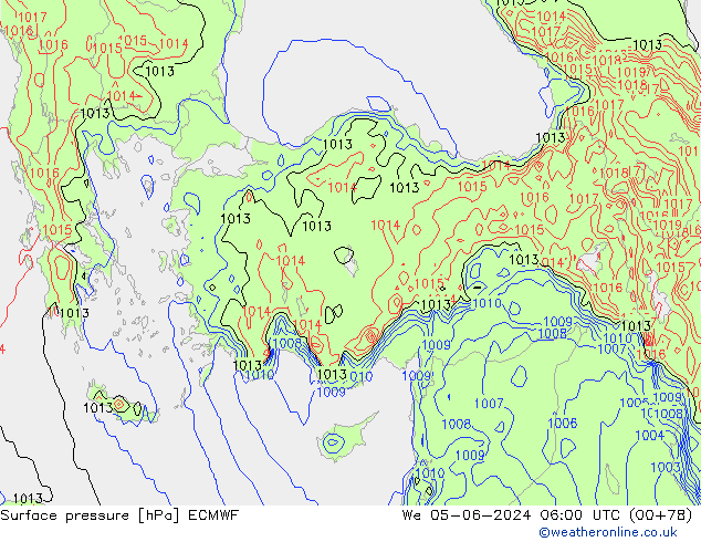 Surface pressure ECMWF We 05.06.2024 06 UTC