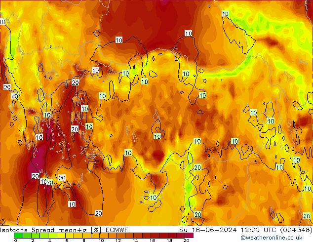 Isotachs Spread ECMWF Dom 16.06.2024 12 UTC