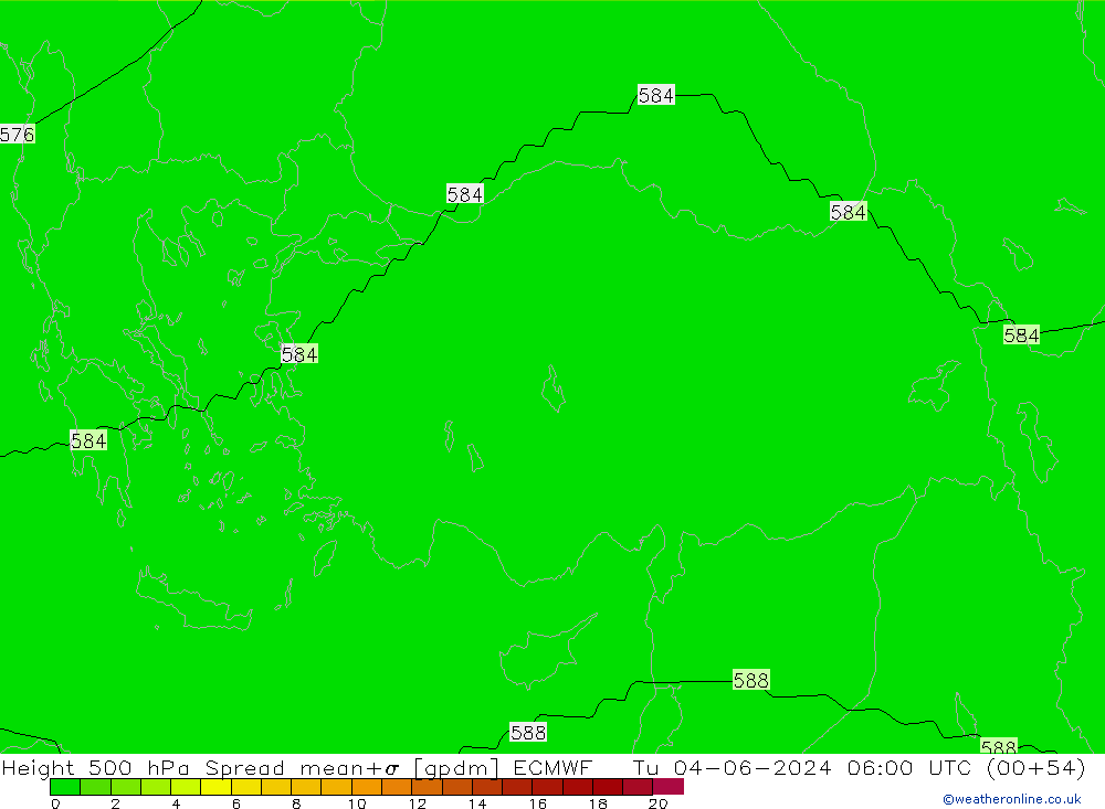 Height 500 hPa Spread ECMWF Tu 04.06.2024 06 UTC