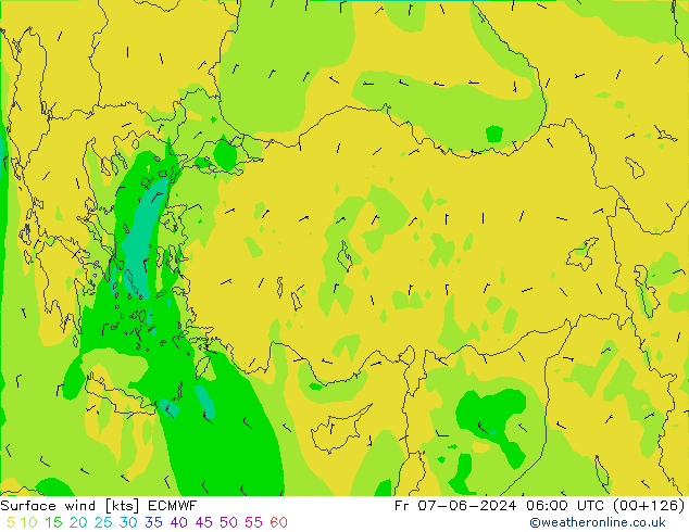 ветер 10 m ECMWF пт 07.06.2024 06 UTC