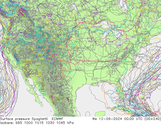 Surface pressure Spaghetti ECMWF We 12.06.2024 00 UTC