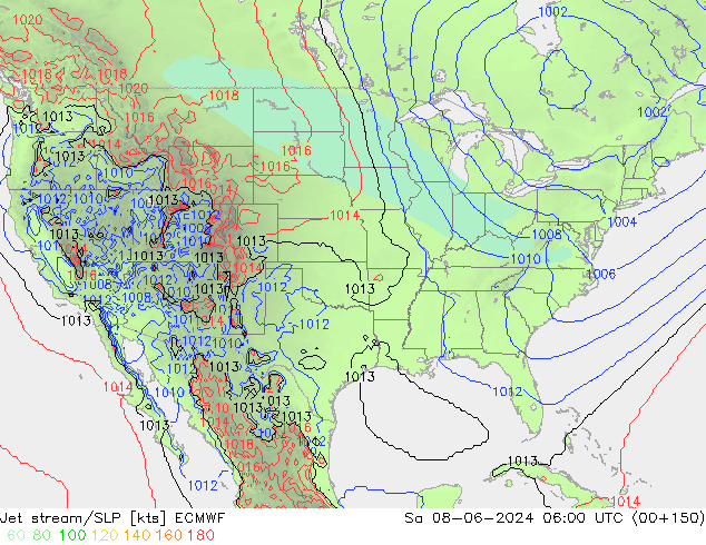 Corrente a getto ECMWF sab 08.06.2024 06 UTC