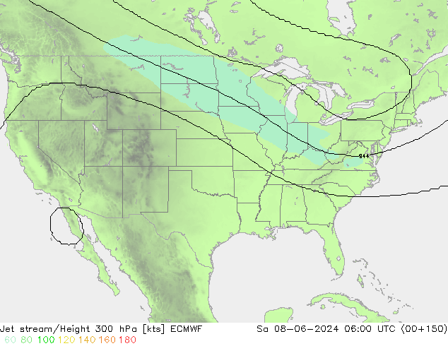 Jet stream/Height 300 hPa ECMWF Sa 08.06.2024 06 UTC