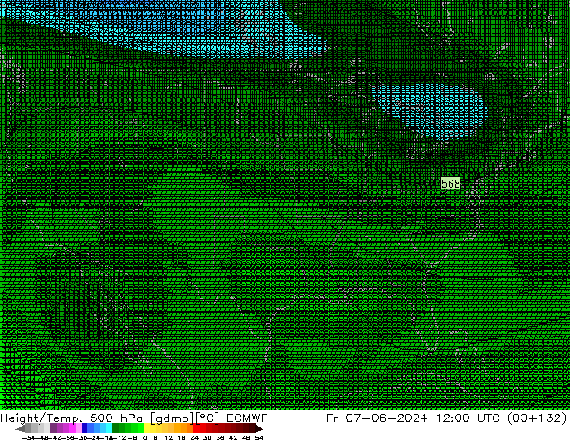 Height/Temp. 500 hPa ECMWF Fr 07.06.2024 12 UTC