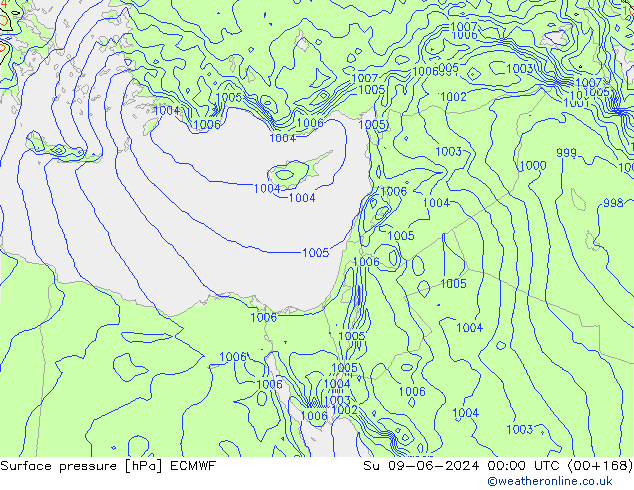 pressão do solo ECMWF Dom 09.06.2024 00 UTC