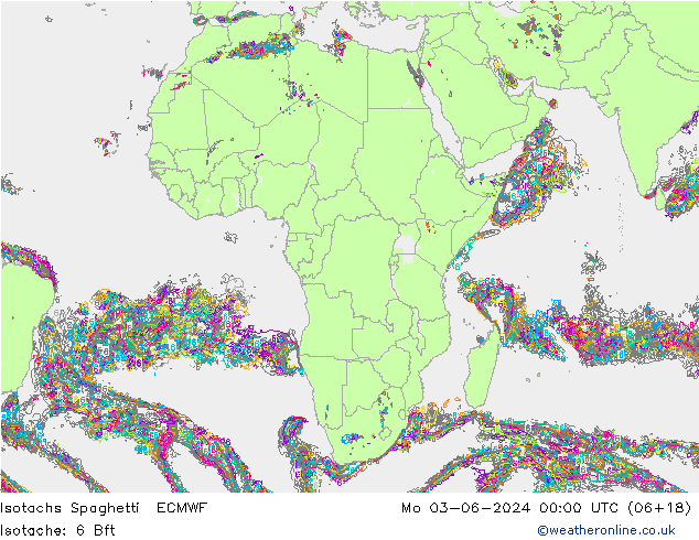 Isotachs Spaghetti ECMWF Seg 03.06.2024 00 UTC