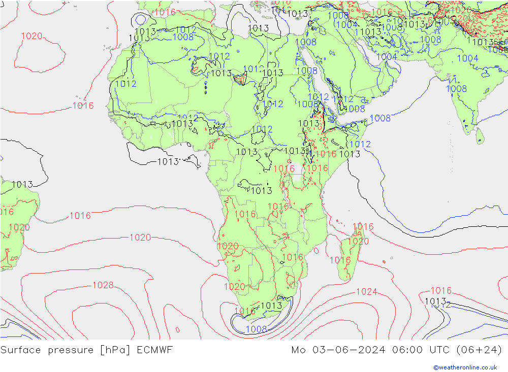 Luchtdruk (Grond) ECMWF ma 03.06.2024 06 UTC