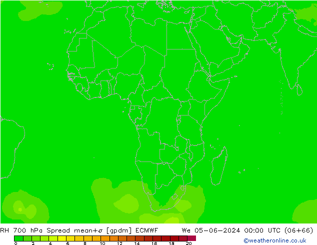 RH 700 hPa Spread ECMWF We 05.06.2024 00 UTC