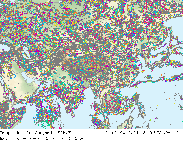 Temperatuurkaart Spaghetti ECMWF zo 02.06.2024 18 UTC