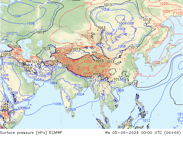 Luchtdruk (Grond) ECMWF wo 05.06.2024 00 UTC