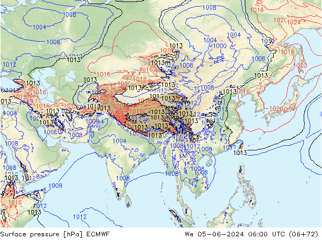 pressão do solo ECMWF Qua 05.06.2024 06 UTC