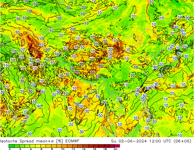 Isotachen Spread ECMWF zo 02.06.2024 12 UTC