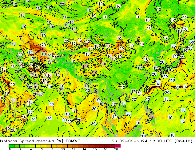 Isotachs Spread ECMWF Su 02.06.2024 18 UTC