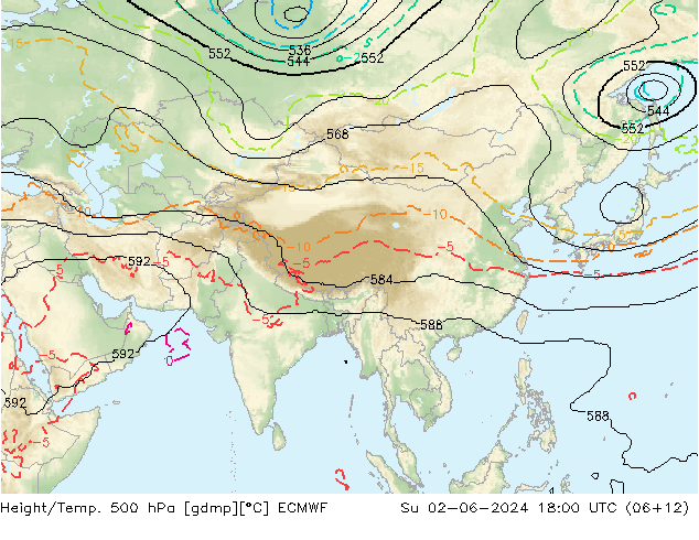 Height/Temp. 500 hPa ECMWF  02.06.2024 18 UTC