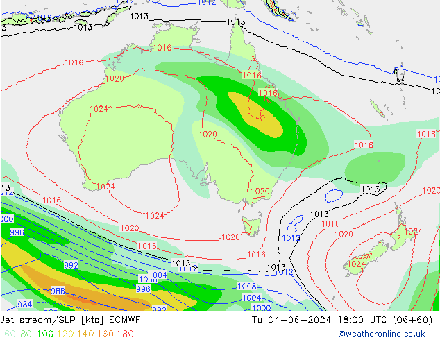 Jet stream/SLP ECMWF Tu 04.06.2024 18 UTC