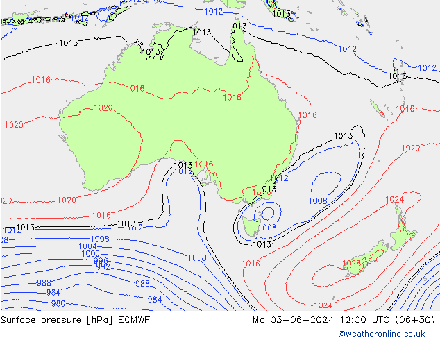 Luchtdruk (Grond) ECMWF ma 03.06.2024 12 UTC