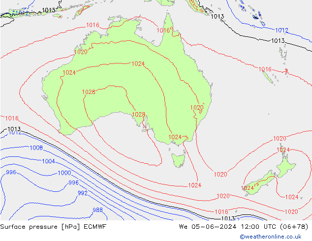 Surface pressure ECMWF We 05.06.2024 12 UTC