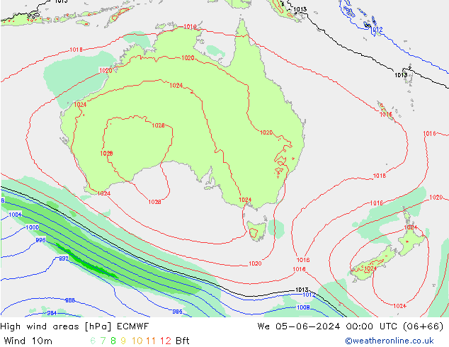 High wind areas ECMWF ср 05.06.2024 00 UTC