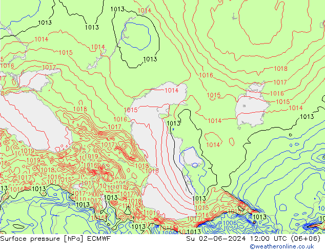 Bodendruck ECMWF So 02.06.2024 12 UTC