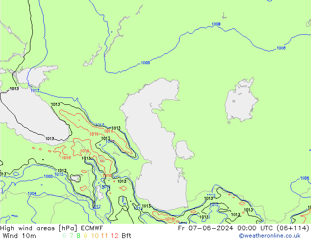 High wind areas ECMWF ven 07.06.2024 00 UTC