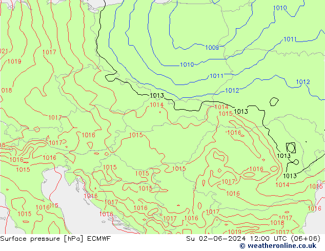 Surface pressure ECMWF Su 02.06.2024 12 UTC