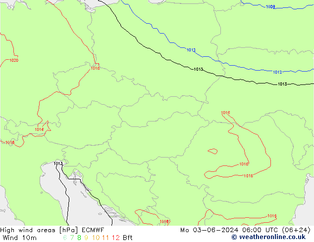 yüksek rüzgarlı alanlar ECMWF Pzt 03.06.2024 06 UTC