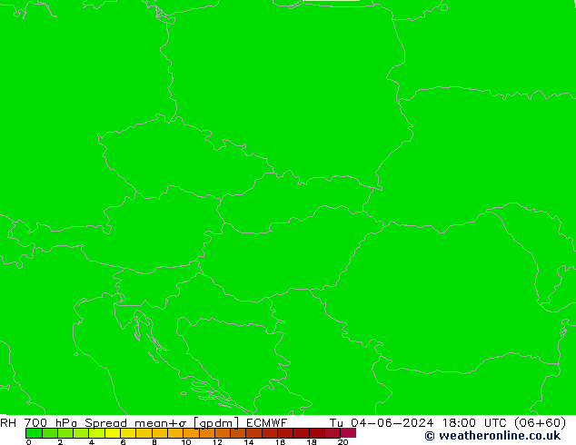 RH 700 hPa Spread ECMWF wto. 04.06.2024 18 UTC