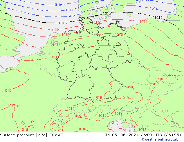 ciśnienie ECMWF czw. 06.06.2024 06 UTC