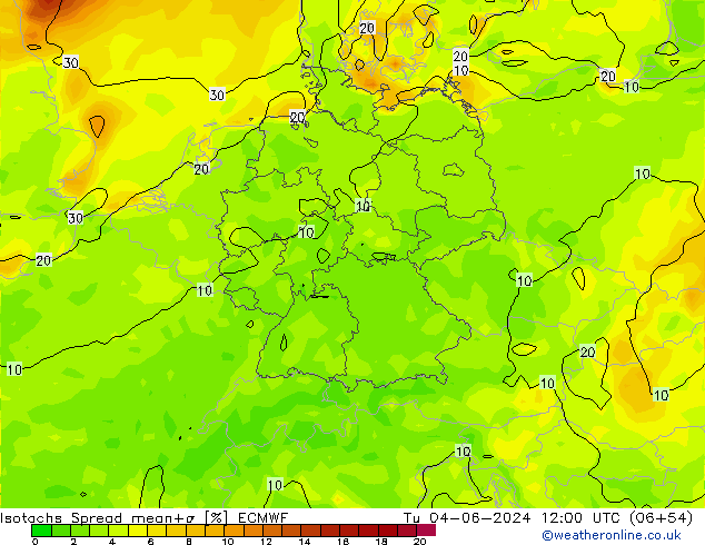 Isotachs Spread ECMWF mar 04.06.2024 12 UTC