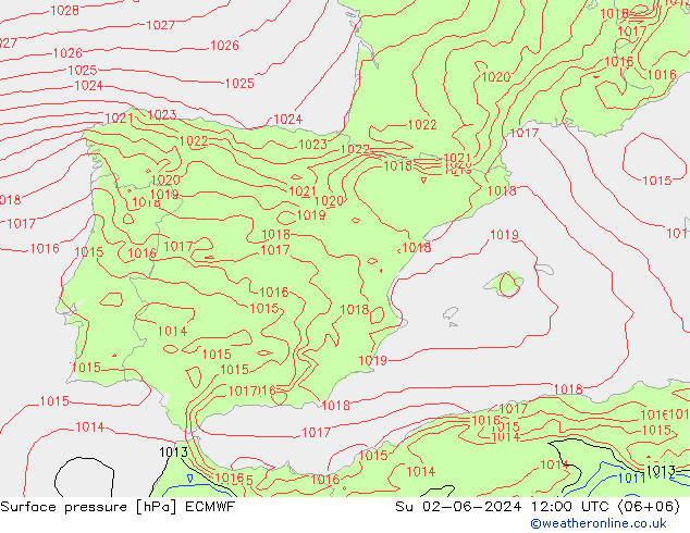 ciśnienie ECMWF nie. 02.06.2024 12 UTC