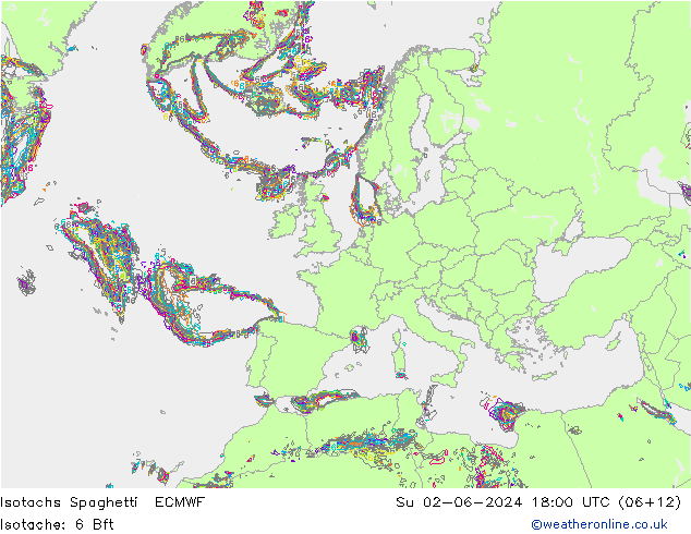 Isotachs Spaghetti ECMWF  02.06.2024 18 UTC
