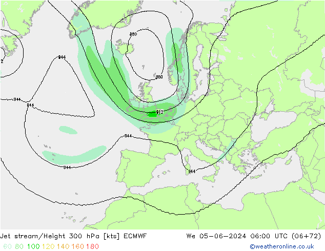 Prąd strumieniowy ECMWF śro. 05.06.2024 06 UTC