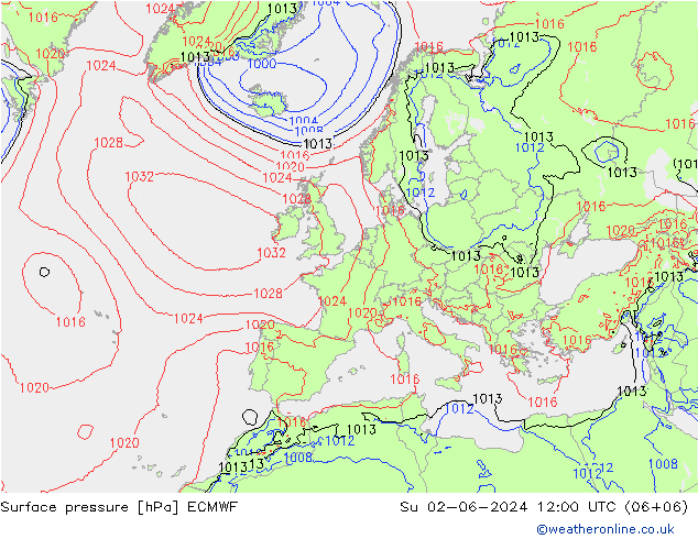 Bodendruck ECMWF So 02.06.2024 12 UTC