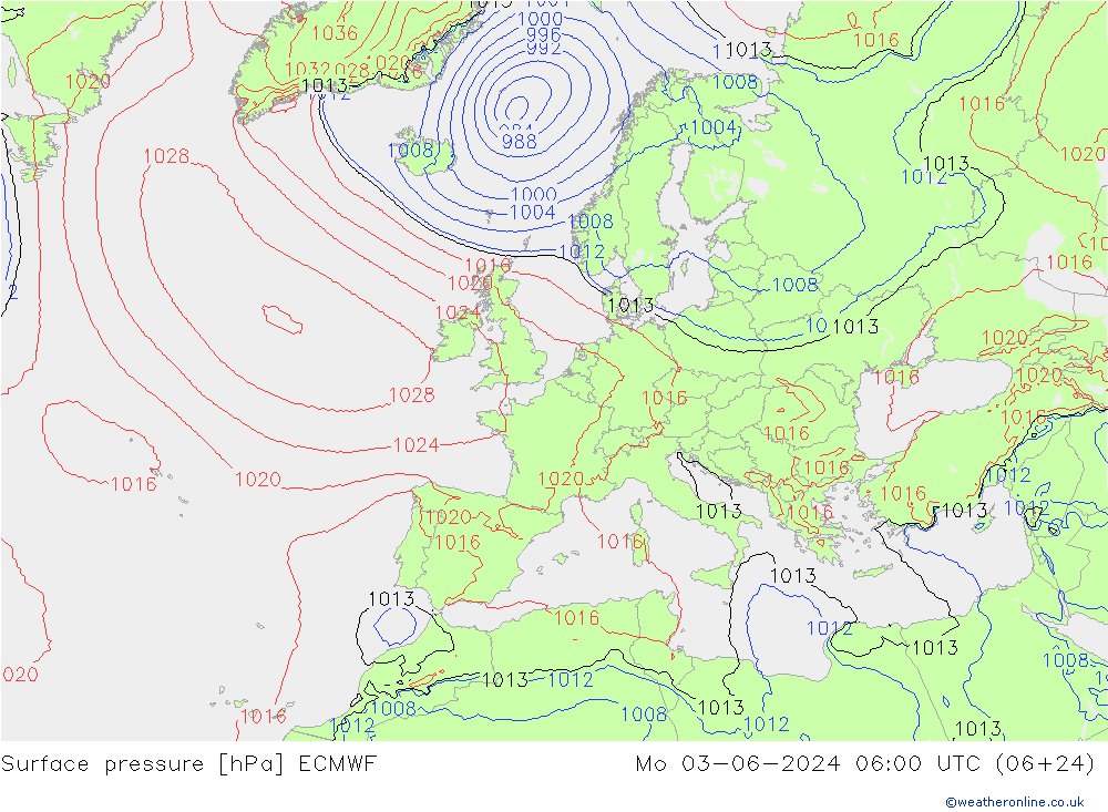 地面气压 ECMWF 星期一 03.06.2024 06 UTC